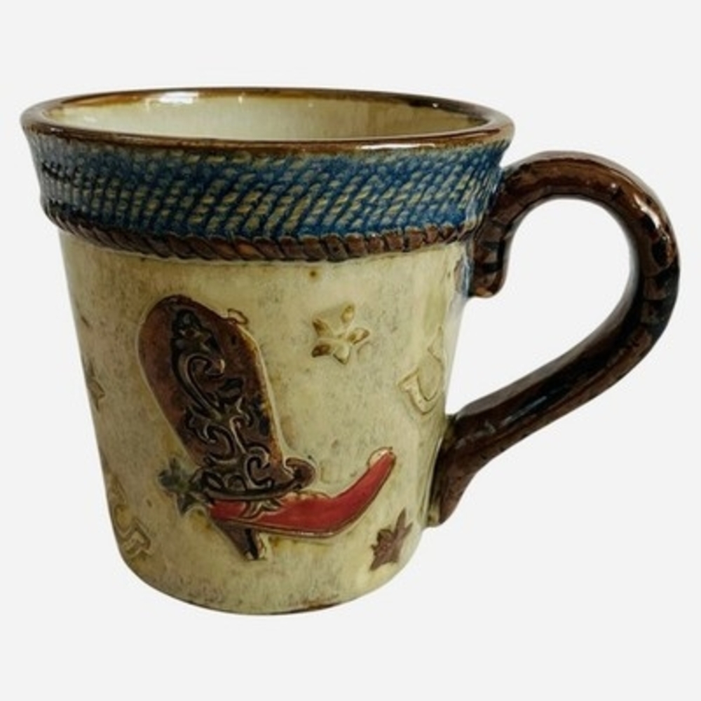 Home Studio Canyon Ranch Western Cowboy Boot Mug Rustic 14oz VG